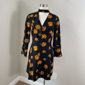 Derek Lam 10 Crosby Womens Size 6 Black Orange Floral Long Sleeve Dress